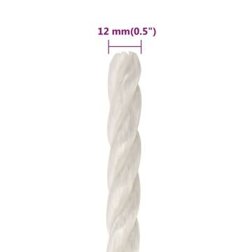 Durable White Polypropylene Work Rope - 12mm, 250m