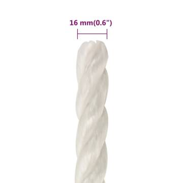 Durable 16mm White Work Rope - 25m Polypropylene | HipoMarket