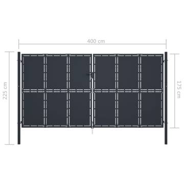 Garden Gate Steel 400x175 cm Anthracite - Durable & Secure