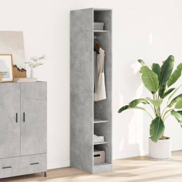 Stylish Concrete Grey Wardrobe - Engineered Wood | HipoMarket