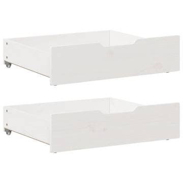 Under-Bed Drawers 2 pcs White - Solid Pinewood Storage Solution