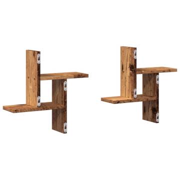 Stylish Wall Shelves - 2 pcs Old Wood | Hipomarket UK