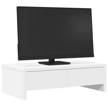 Monitor Stand with Drawers - White 50x27 cm | HipoMarket