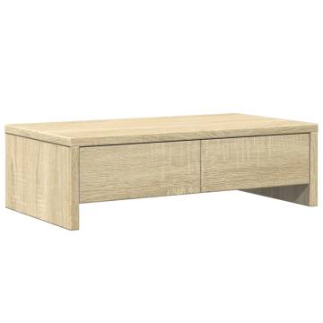 Monitor Stand with Drawers Sonoma Oak | Hipomarket UK