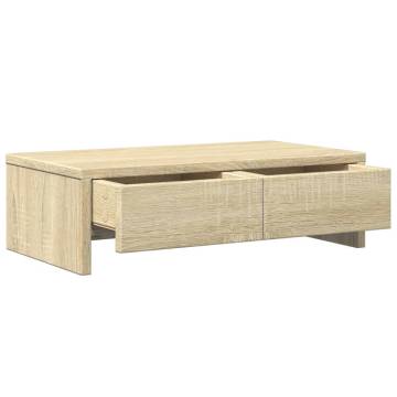 Monitor Stand with Drawers Sonoma Oak | Hipomarket UK