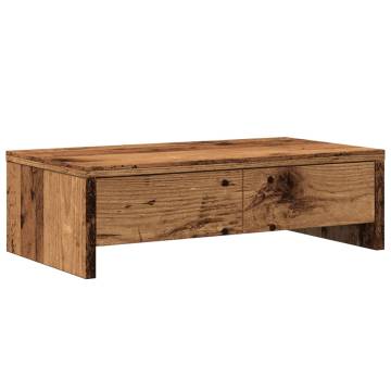 Monitor Stand with Drawers - Old Wood | Hipomarket