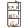 4-Layer Shelves - Anthracite Steel & Engineered Wood Set of 3