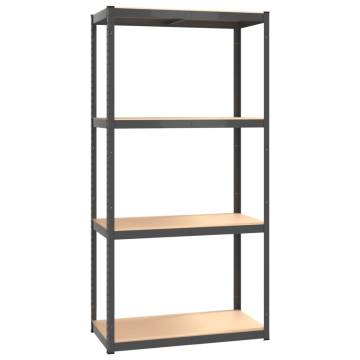 4-Layer Shelves - Anthracite Steel & Engineered Wood Set of 3