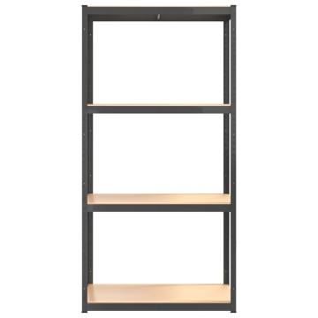 4-Layer Shelves - Anthracite Steel & Engineered Wood Set of 3