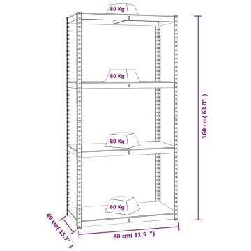 4-Layer Shelves - Anthracite Steel & Engineered Wood Set of 3