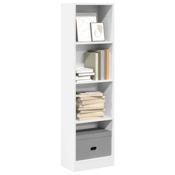 Stylish White Bookcase - 40x24x143 cm Engineered Wood