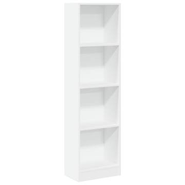 Stylish White Bookcase - 40x24x143 cm Engineered Wood