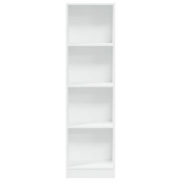 Stylish White Bookcase - 40x24x143 cm Engineered Wood