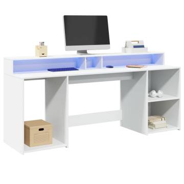 Stylish LED Desk in White - 200x55x91 cm | Hipo Market