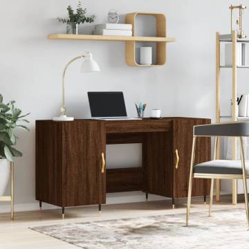 Elegant Brown Oak Desk - 140x50x75 cm | HipoMarket