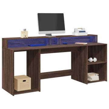 Stylish LED Desk in Brown Oak | 200x55x91 cm | HipoMarket