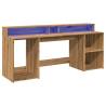 Stylish Desk with LED Lights - Artisian Oak 200x55 cm