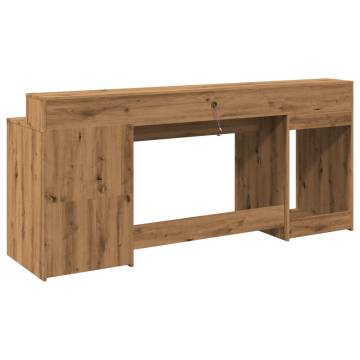 Stylish Desk with LED Lights - Artisian Oak 200x55 cm