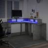 Stylish Desk with LED Lights - Concrete Grey 152x152 cm