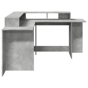 Stylish Desk with LED Lights - Concrete Grey 152x152 cm