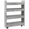 Narrow Storage Trolley 4 Tier - Concrete Grey Engineered Wood