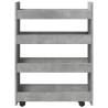 Narrow Storage Trolley 4 Tier - Concrete Grey Engineered Wood