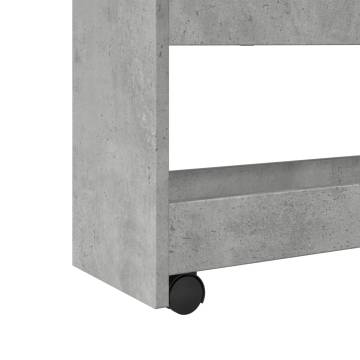 Narrow Storage Trolley 4 Tier - Concrete Grey Engineered Wood