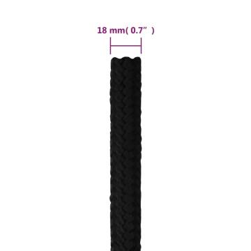 Work Rope Black 18mm 100m Polyester - Durable & Versatile