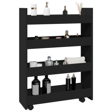 Narrow Storage Trolley 4 Tier Black Engineered Wood | HipoMarket