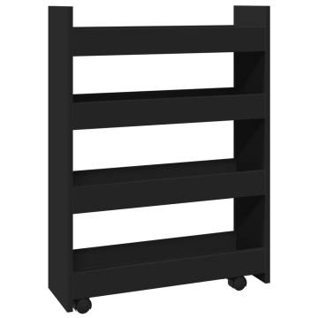 Narrow Storage Trolley 4 Tier Black Engineered Wood | HipoMarket