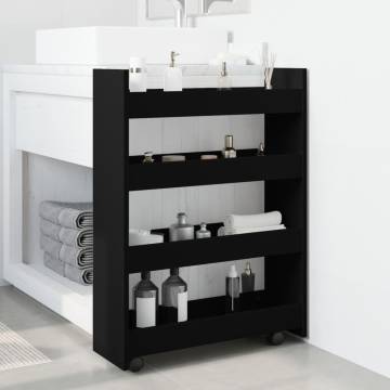 Narrow Storage Trolley 4 Tier Black Engineered Wood | HipoMarket