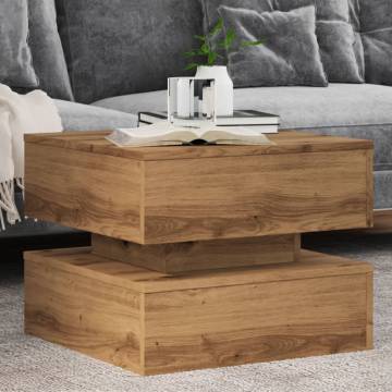 Elegant Coffee Table with LED Lights - Artisan Oak 50x50 cm