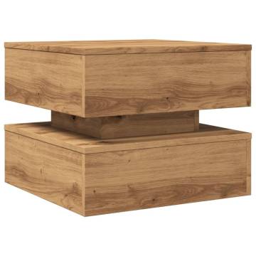 Elegant Coffee Table with LED Lights - Artisan Oak 50x50 cm