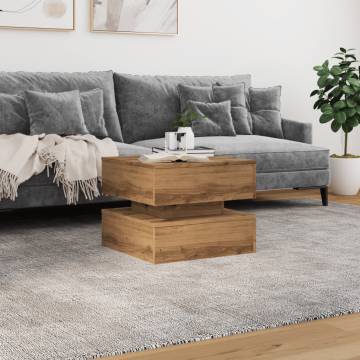 Elegant Coffee Table with LED Lights - Artisan Oak 50x50 cm