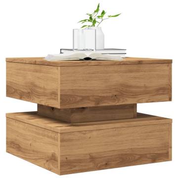 Elegant Coffee Table with LED Lights - Artisan Oak 50x50 cm