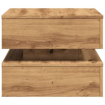 Elegant Coffee Table with LED Lights - Artisan Oak 50x50 cm