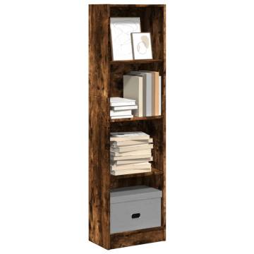 Smoked Oak Bookcase - 40x24x143 cm Engineered Wood Storage