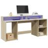 Sonoma Oak Desk with LED Lights - Stylish & Durable