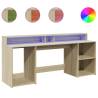 Sonoma Oak Desk with LED Lights - Stylish & Durable