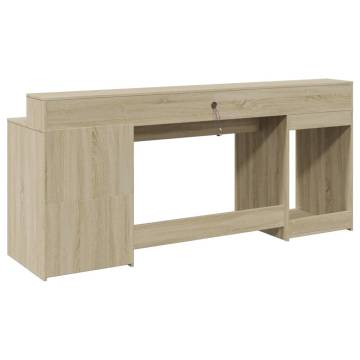 Sonoma Oak Desk with LED Lights - Stylish & Durable