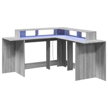 Desk with LED Lights - Grey Sonoma | 152x152x91 cm