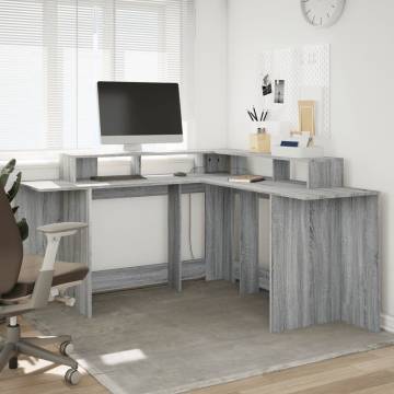 Desk with LED Lights - Grey Sonoma | 152x152x91 cm