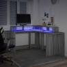 Desk with LED Lights - Grey Sonoma | 152x152x91 cm