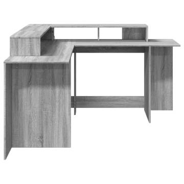 Desk with LED Lights - Grey Sonoma | 152x152x91 cm