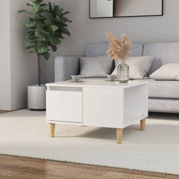 Elegant High Gloss White Coffee Table - 55x55x36.5 cm