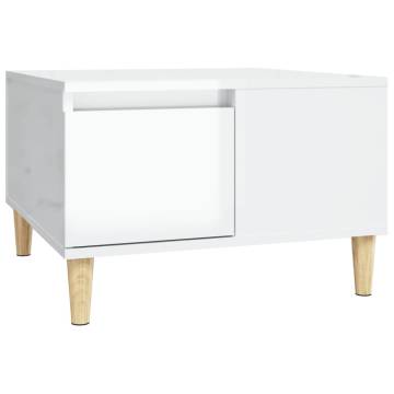 Elegant High Gloss White Coffee Table - 55x55x36.5 cm