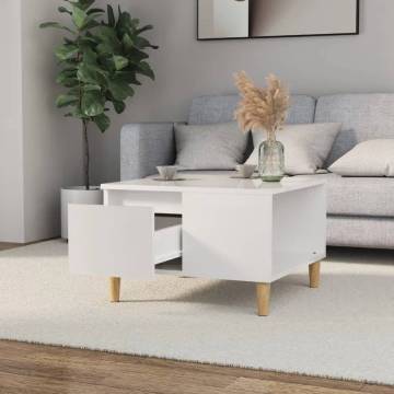 Elegant High Gloss White Coffee Table - 55x55x36.5 cm