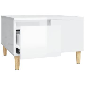 Elegant High Gloss White Coffee Table - 55x55x36.5 cm