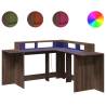 Desk with LED Lights - Brown Oak 152x152 cm for Home Office