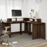 Desk with LED Lights - Brown Oak 152x152 cm for Home Office